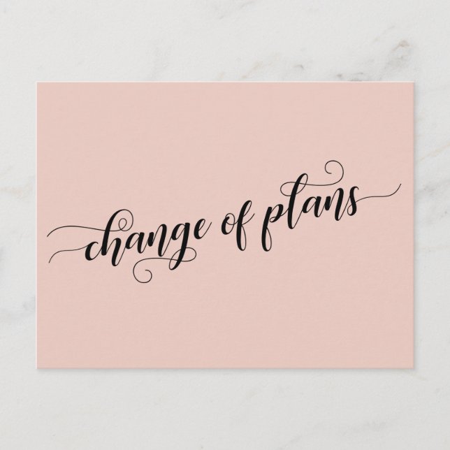 Carte Postale Élégant Blush Changement de plans Reporté Mariage (Devant)
