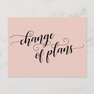 Carte Postale Élégant Blush Changement de plans Reporté Mariage