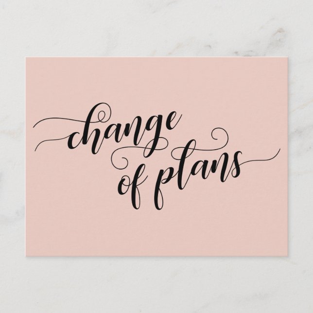 Carte Postale Élégant Blush Changement de plans Reporté Mariage (Devant)