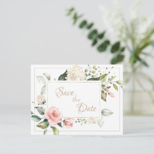 Carte Postale Elégant Blush or Aquarelle Mariage Floral