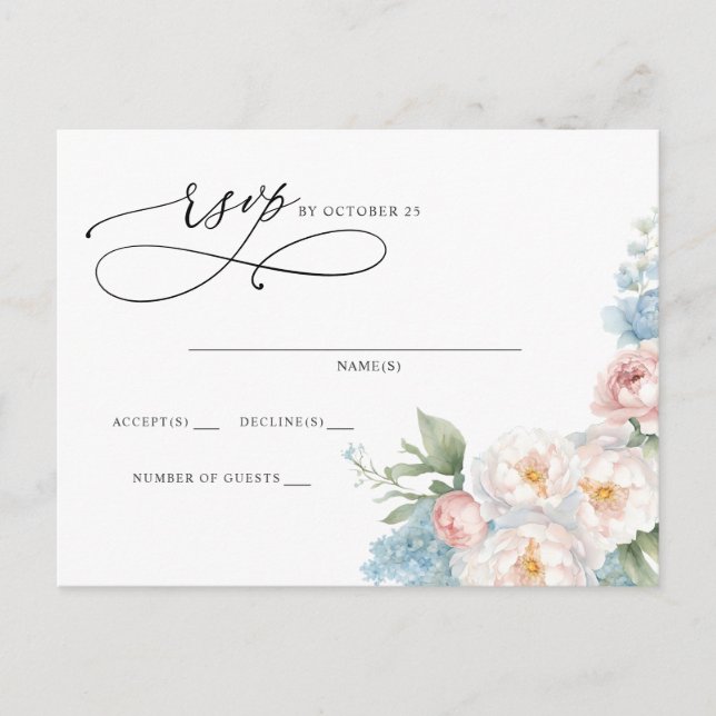Carte Postale Élégant Boho été printemps Blush Floral RSVP (Devant)