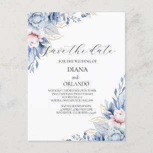 Carte Postale Elegant Boho Fleur sauvage enregistrer la date