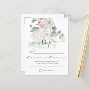 Carte Postale Elégant Boho Florals Eucalyptus Mariage RSVP
