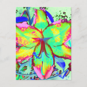 Carte Postale Élégant boho rétro abstrait vert rose floral