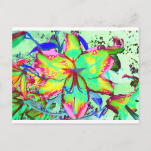 Carte Postale Élégant boho rétro abstrait vert rose floral