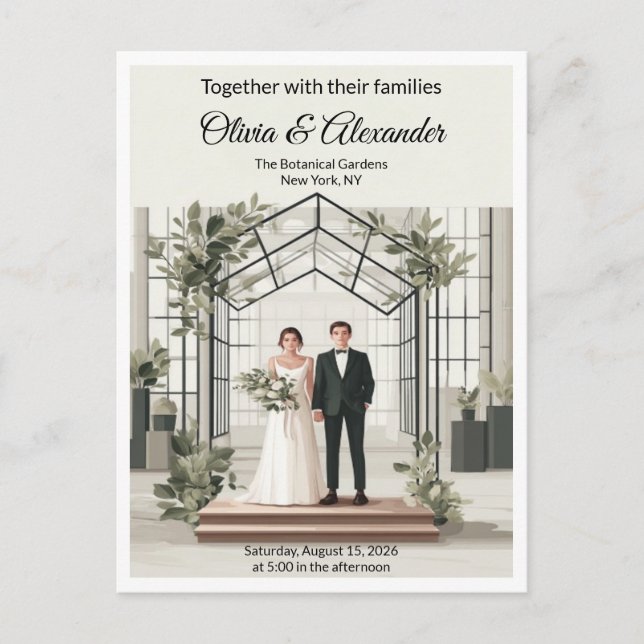 Carte Postale Elegant Botanical Garden Greenhouse Wedding (Devant)