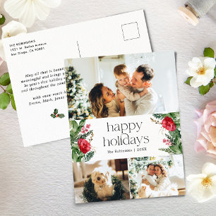 Carte Postale Élégant Botanique Floral Vert 3 Photo Vacances