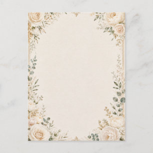 Carte Postale Élégant Botanique sur Papier Artisanal Ancien
