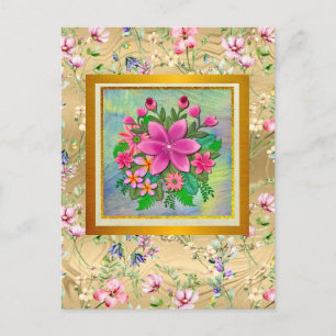 Carte Postale Élégant bouquet floral aquarelle botanique de prin
