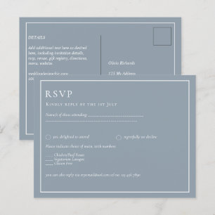 Carte Postale Élégant budget Dusty Blue Monochrome Mariage