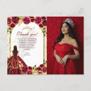 Carte Postale Élégant Budget Fleurs Rouges Photo Quinceañera