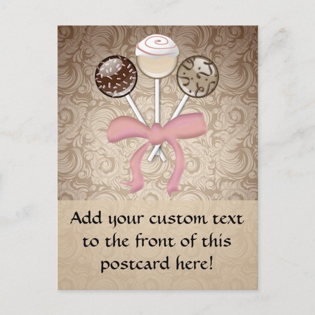 Carte Postale Élégant cacao Damask Cake Pop (Devant)