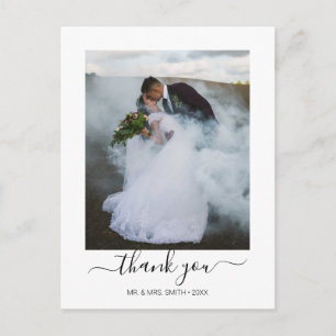 Carte Postale Élégant Calligraphie Script Mariage Photo Merci