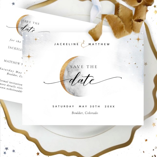 Carte Postale Elegant Celestial Wedding Save The Date (Créateur téléchargé)