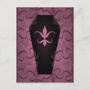 Carte Postale Elégant cercueil gothique mauve violet Halloween
