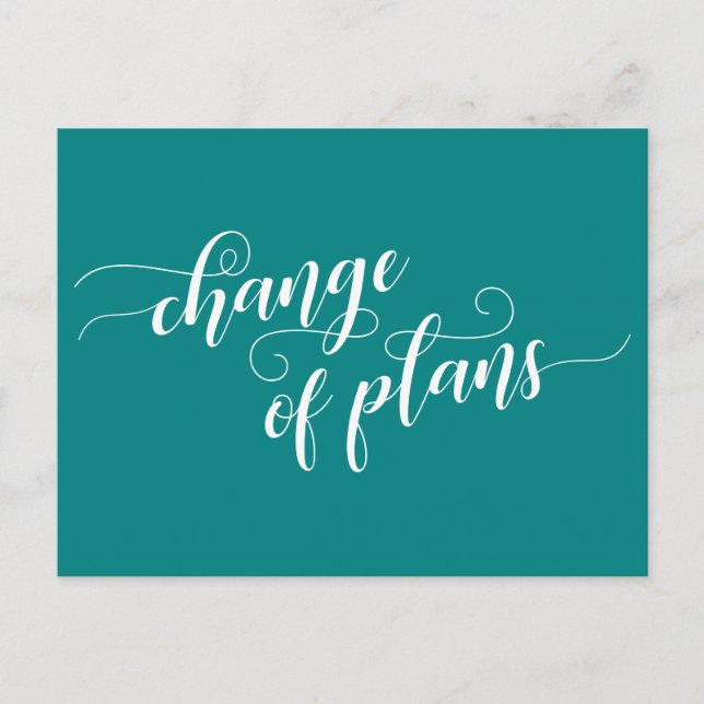 Carte Postale Élégant changement Turquoise des plans Mariage rep (Devant)