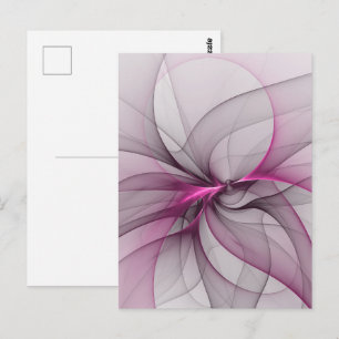 Carte Postale Élégant Chaos Moderne Art Fractal Abstrait Rose