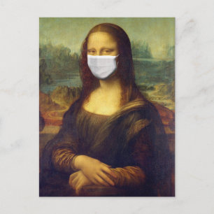 Carte Postale Élégant Chic Green Mona Lisa Covid 19 Peinture