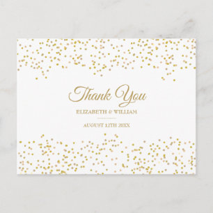 Carte Postale Élégant Chic Script Merci Poussière d'Or Confettis