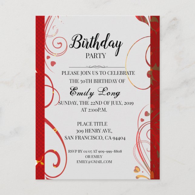 Carte Postale Elégant chinois chrysanthème anniversaire Invitati (Devant)