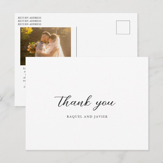 Carte Postale Elegant Classic Wedding Thank You (Devant / Derrière)