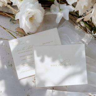 Carte Postale Élégant classique blanc Enregistrer le Mariage de