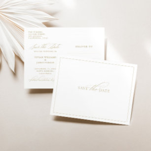 Carte Postale Élégant classique blanc Enregistrer le Mariage de
