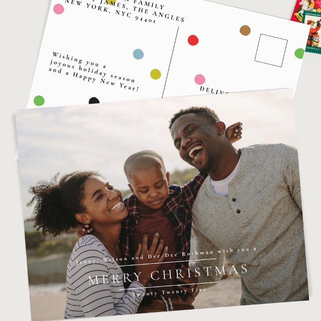 Carte Postale Élégant classique MERRY CHRISTMAS | Cadre photo (Créateur téléchargé)