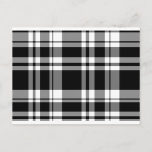 Carte Postale Élégant classique noir blanc plaid motif