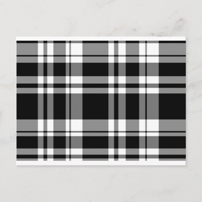 Carte Postale Élégant classique noir blanc plaid motif (Devant)