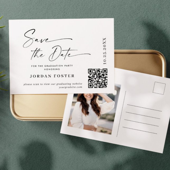Carte Postale Élégant code QR de sauvegarde de la date de remise (Créateur téléchargé)