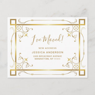 Carte Postale Elégant Colden Art Déco Moving Faire-part