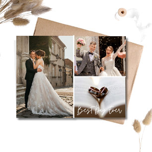Carte Postale Élégant Collage de Photos de Mariage Remerciements