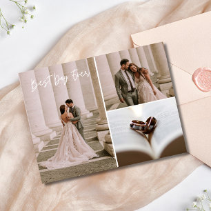 Carte Postale Élégant Collage de Photos de Mariage Remerciements
