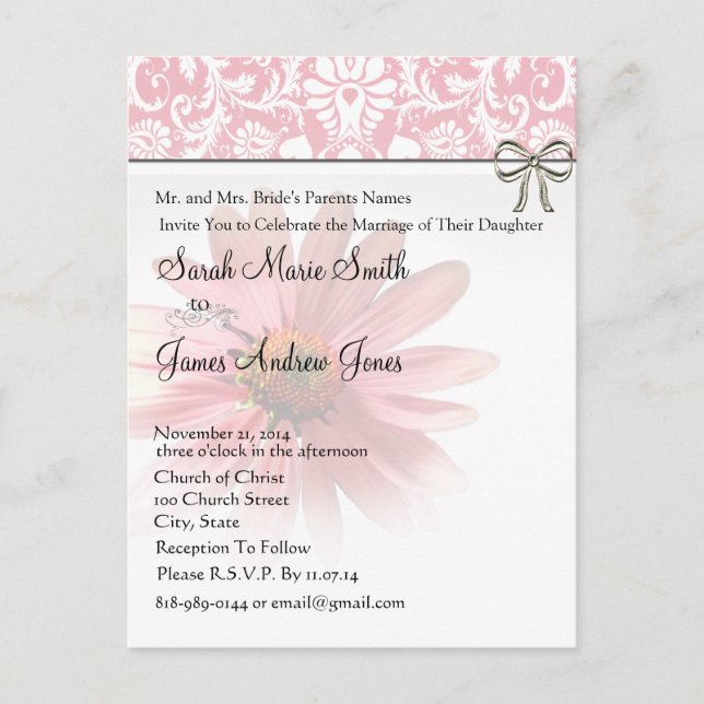 Carte Postale Elégant ConeFlowerWedding Invitation (Devant)