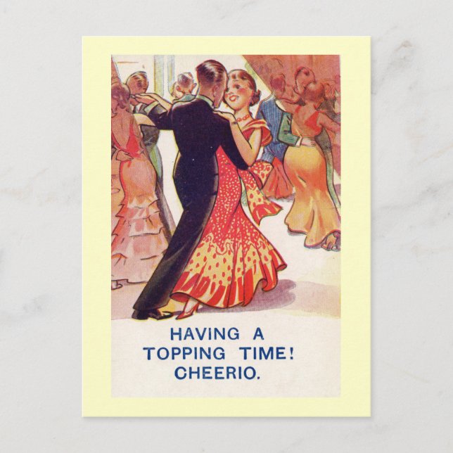 Carte Postale Élégant Couple Danser Romance Vintage (Devant)