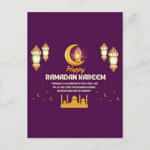 Carte Postale Elegant Croissant en Or Ramadan Moubarak Salutatio