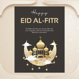 Carte Postale Elégant croissant et mosquée Eid al-Fitr