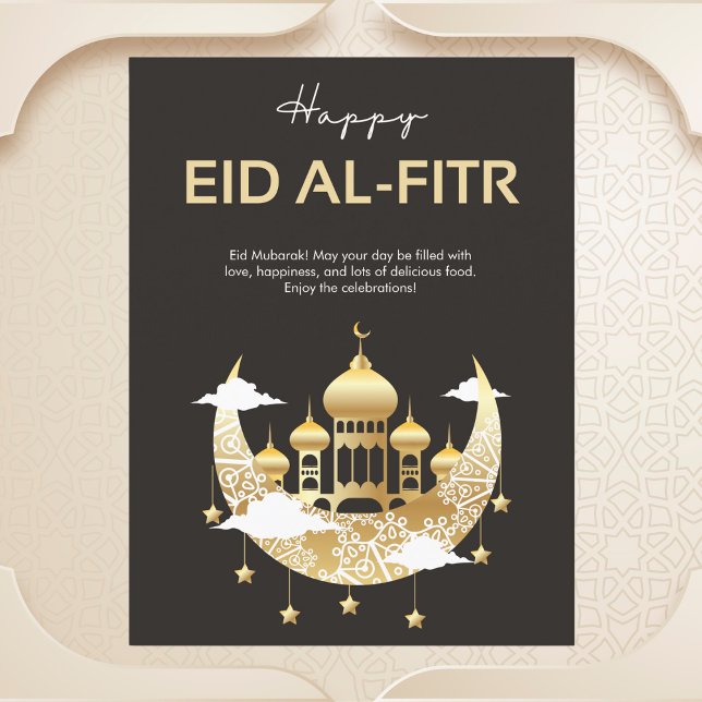 Carte Postale Elégant croissant et mosquée Eid al-Fitr (Créateur téléchargé)
