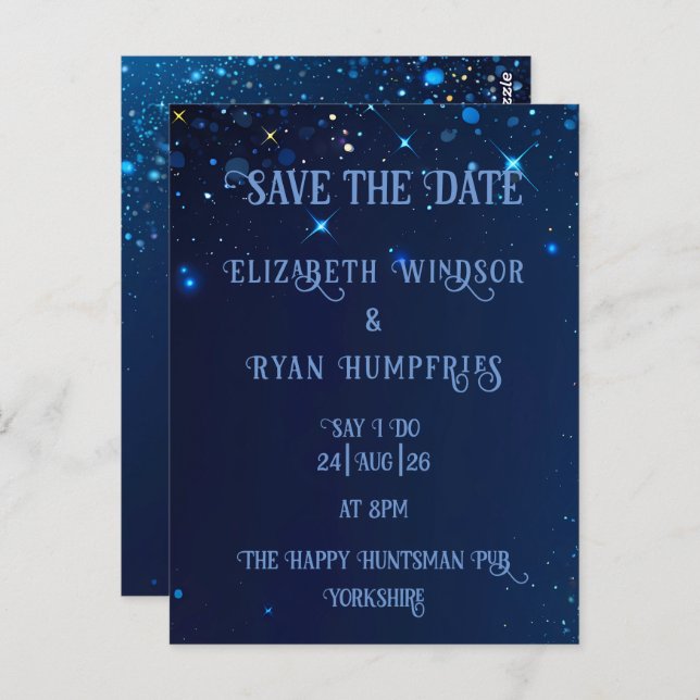 Carte Postale Elégant design vert étincelant pour Mariage (Devant / Derrière)