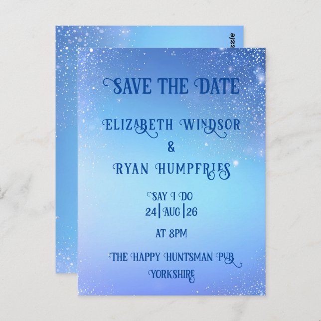 Carte Postale Elégant design vert étincelant pour Mariage (Devant / Derrière)