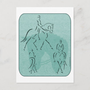 Carte Postale Élégant Dressage Cheval Design en Turquoise