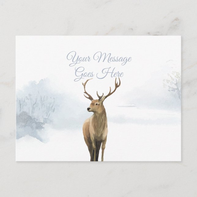 Carte Postale Élégant écrit Noël Vacances d'hiver Cerf (Devant)