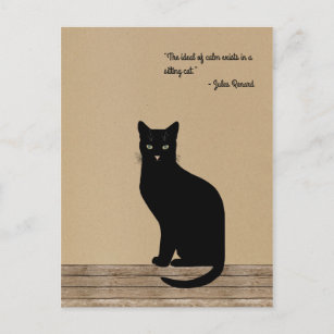 Carte Postale Élégant et calme chat noir assis