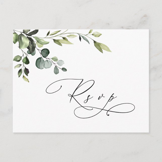 Carte Postale Elégant Eucalyptus Aquarelle Mariage RSVP (Devant)