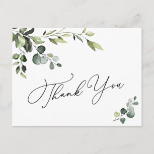 Carte Postale Elégant Eucalyptus Aquarelle Merci Floral