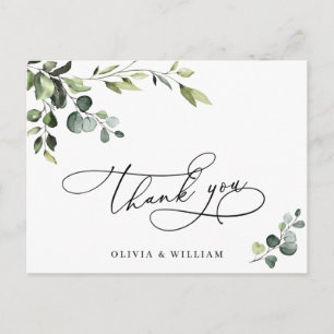 Carte Postale Elégant Eucalyptus Aquarelle Merci Floral