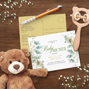 Carte Postale Elégant Eucalyptus Baby shower neutre genre