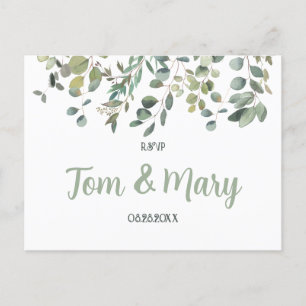 Carte Postale Elégant Eucalyptus Boho Verdure Mariage Rsvp