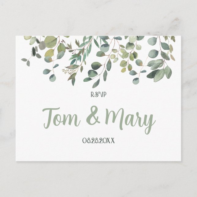 Carte Postale Elégant Eucalyptus Boho Verdure Mariage Rsvp (Devant)